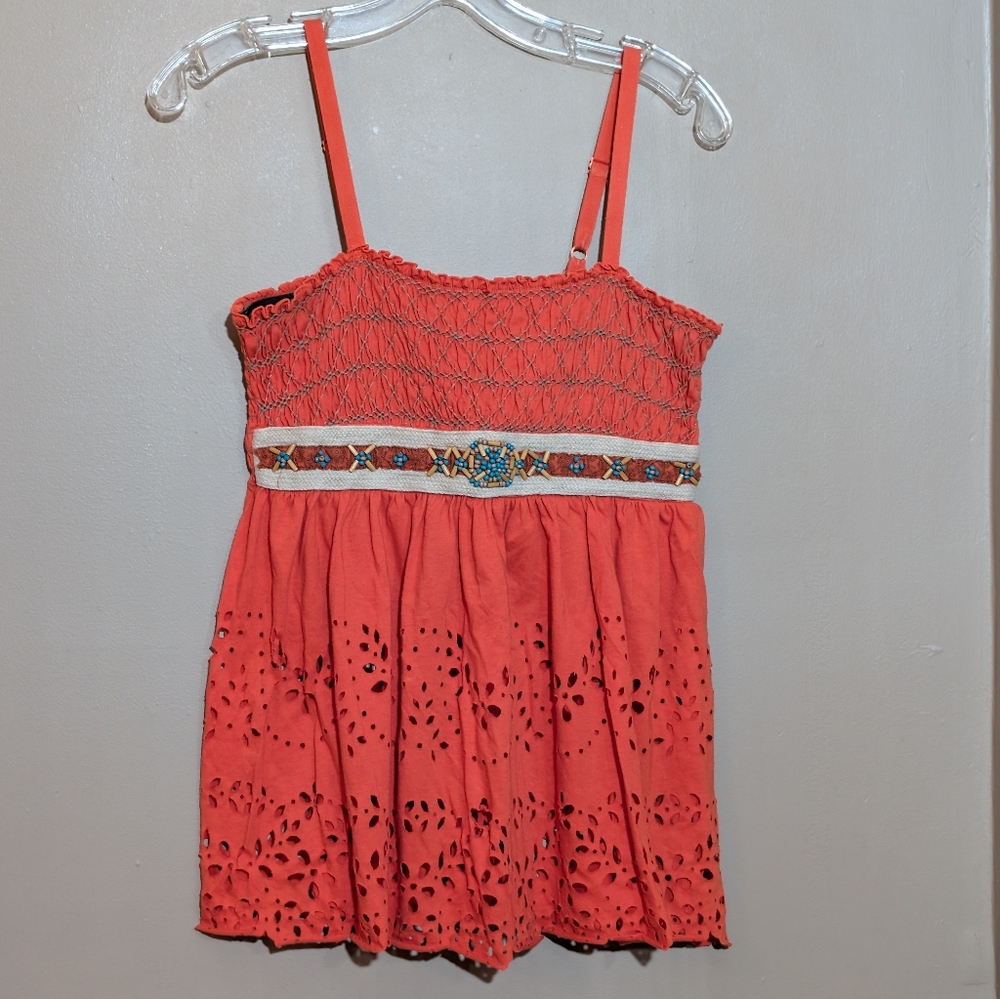 Free People Y2K 90s Beaded Tank Top Orange Size Medium